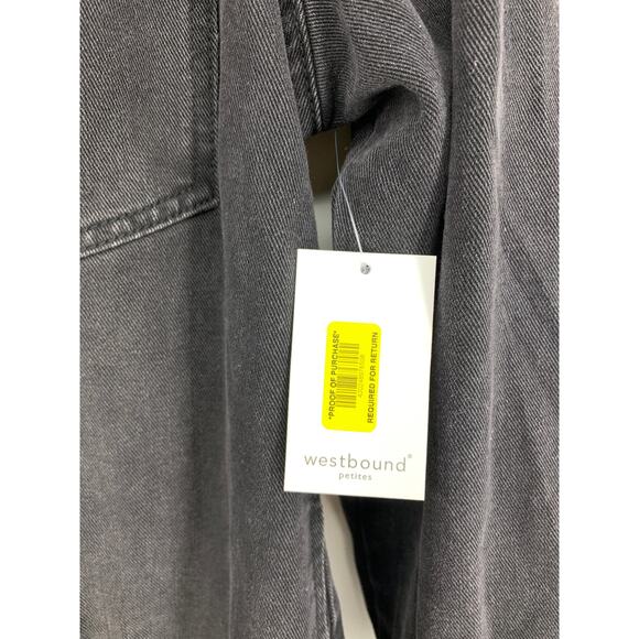 Westbound Petites Denim Jacket Womens PL Raw Hem Washed Black Oversized NEW - Picture 5 of 7
